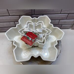CIROA the Bakehouse ❄️ Snowflake Figural (2)ramekins & (1) Baker ceramic New